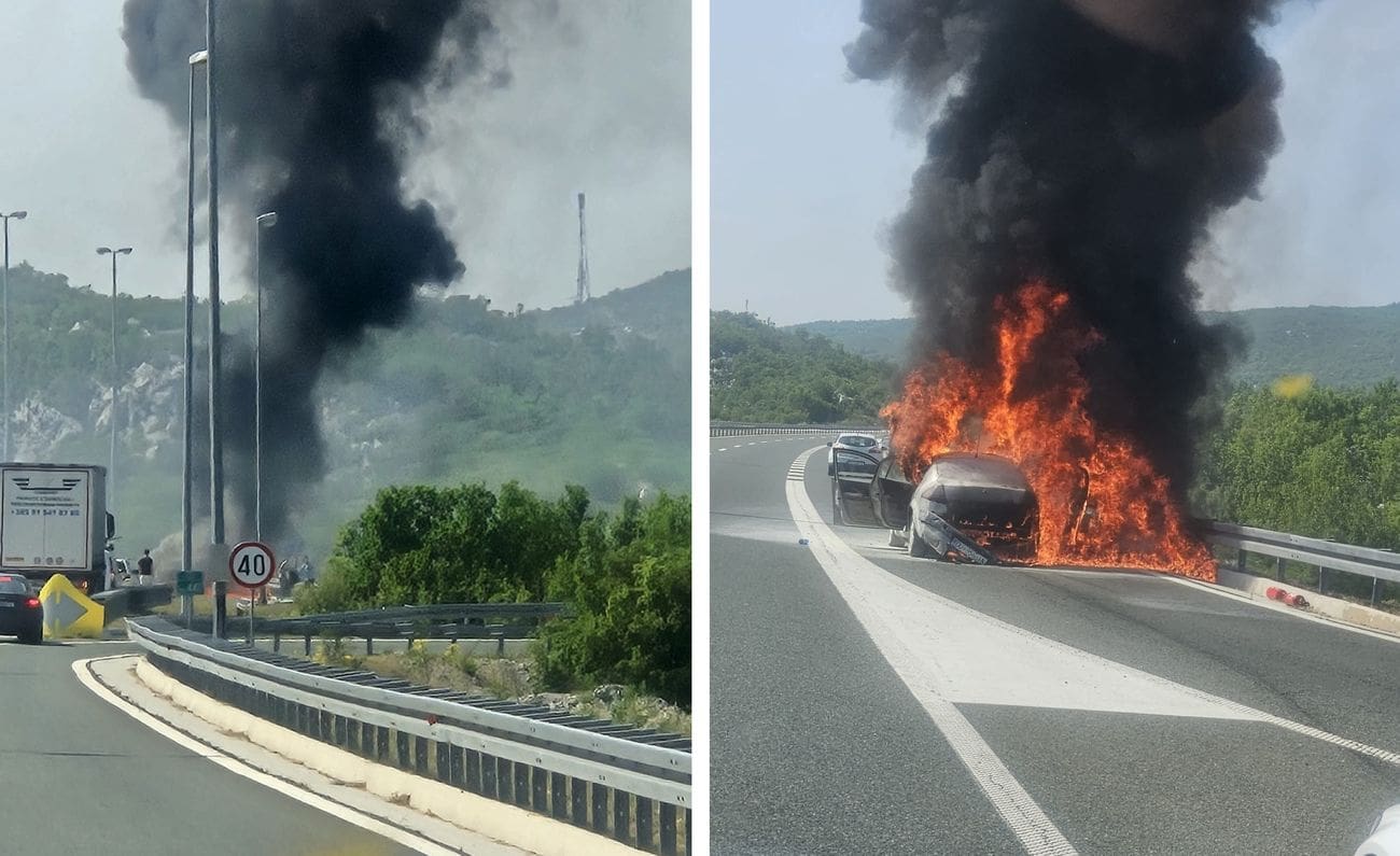 Vatrena buktinja na autocesti. Tom dionicom širio se gusti crni dim